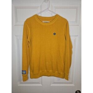 Dutch Bros Sweater Mens Small Yellow Embroidered Long Sleeves Sweatshirt Cotton